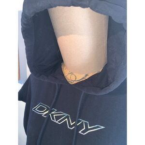 DKNY Sport Womens LARGE Hoodie short sleeve RN#68596 DP332245WL BLK EUC